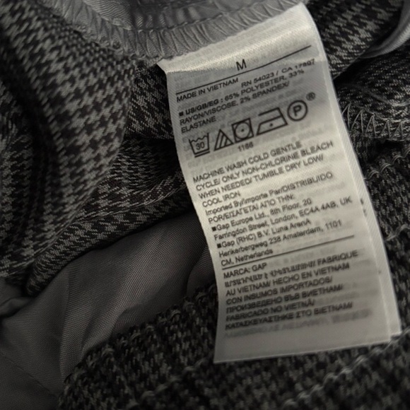 GAP Women's Size Medium Gray Houndstooth Pull On Wide Leg Pants - Picture 3 of 5